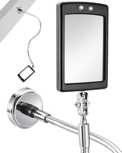 Inspection Mirror with LED Light and Magnetic Base for Auto Repair 19.7in | 50cm Gooseneck Bend, Metal Construction, Flexible Control, Adjustable Arm, Confined Space Access, Quick Setup
