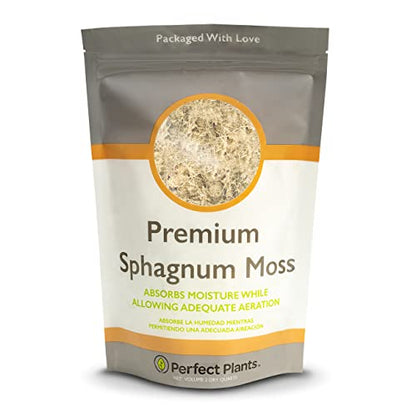 Perfect Plants Premium Sphagnum Moss in 2qt. Resealable Bag | Long fibered Sustainably Harvested Moss | for All Orchid Varieties