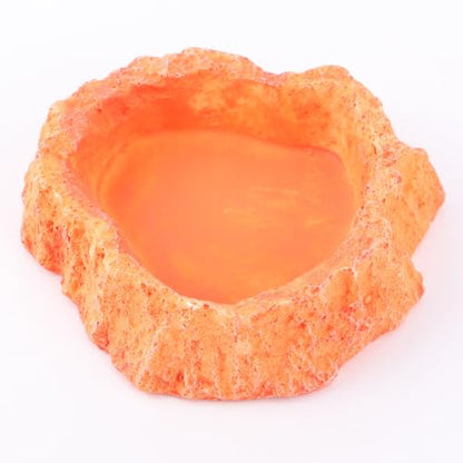Reptile Feeding Bowl with Skid-Resistant Base, Simulation Food and Water Dish for Lizards and Turtles, Sturdy Plastic Terrarium Feeder for Crawling Pets and Amphibians