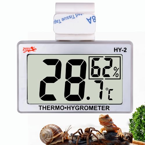 Digital Reptile Thermometer for Tank, Temperature and Humidity Monitor with Probe, Terrarium Thermometer Hygrometer for Gecko, Crested Gecko, Snake, Bearded Dragon Tank Accessories - color: Silver