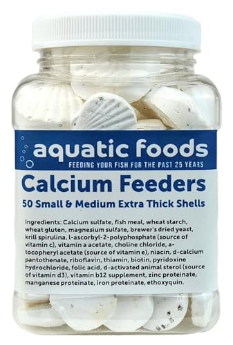 Calcium Feeders Extra Thick Small & Medium Shells... 50 ct Small Jar | Extra Thick Shells, For Shrimp, Snails, Crabs, Crayfish, Hermit Crabs, For Tropical Fish - size: 50 Count (Pack of 1)
