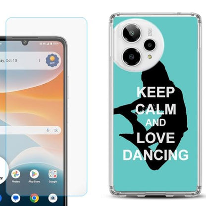 Shockproof Phone Case Compatible with Cricket Icon Pro 2026, w/Tempered Glass - Keep Calm/Dancing - color: Keep Calm / Dancing