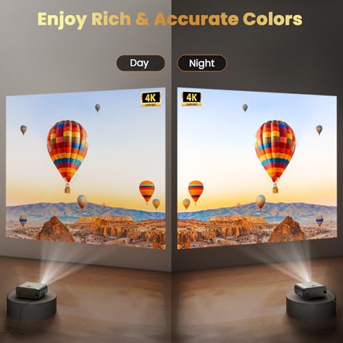 FUDONI Electric Focus WiFi Bluetooth Projector, 400 ANSI 1080P 4K Supported - color: Brown