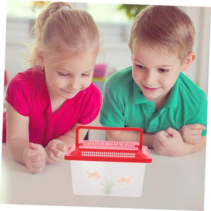Portable Handheld Turtle Tank Transparent Fish Aquarium Container for Reptiles Unique Escape-Prevention Design for Home Travel - color: Transparent