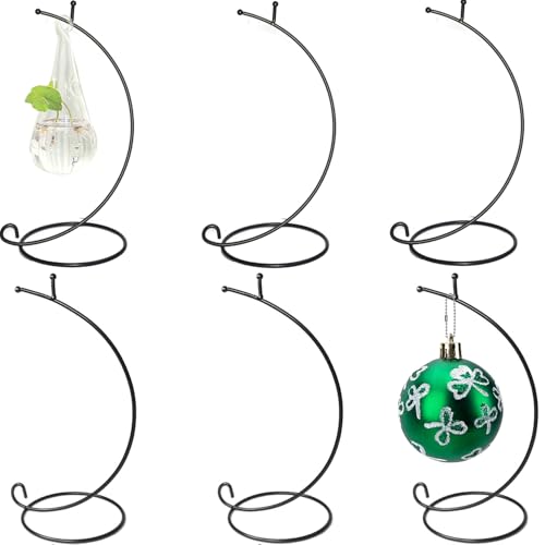 Ornament Display Stand ,6 PCS 9'' inch Air Plants Holder, Planter Terrariums Hanger, Black Iron Wire Hanging Hook for Glass Crystal Witch Ball,Easter Christmas Decoration,Wedding Party Office Home Decor