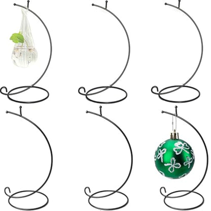 Ornament Display Stand ,6 PCS 9'' inch Air Plants Holder, Planter Terrariums Hanger, Black Iron Wire Hanging Hook for Glass Crystal Witch Ball,Easter Christmas Decoration,Wedding Party Office Home Decor