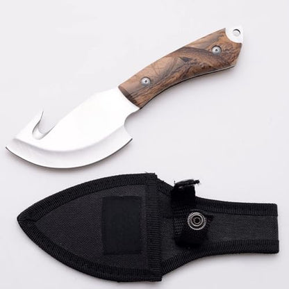 Snake Eye Tactical Fixed Blade Knife, All in One Skinning Knife with Gut-Hook, for Hunters and Outdoors Enthusiasts (Brown) - color: Brown