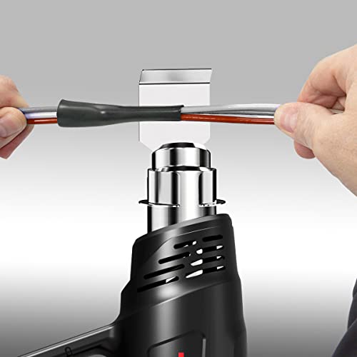 Heat Gun, TGK® 1800W Heavy Duty Hot Air Gun Kit 122℉~1202℉ Dual Temperature Settings with 3 Nozzle Attachments Overload Protection for Crafts, Shrink Wrapping/Tubing, Paint Removing, Epoxy Resin - color: Black