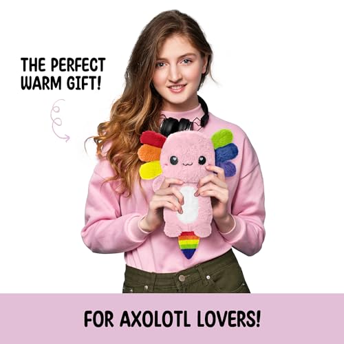 Rainbow Axolotl Microwavable 1.5 lbs Unscented Heating Pad for Women and Kids- Cute Soft Cozy Pillow Plush Heatable Warm Stuffed Animals - Kawaii Hot and Cold Plushie- Axolotl Gifts for Girls and Boys - style: Rainbow Axolotl
