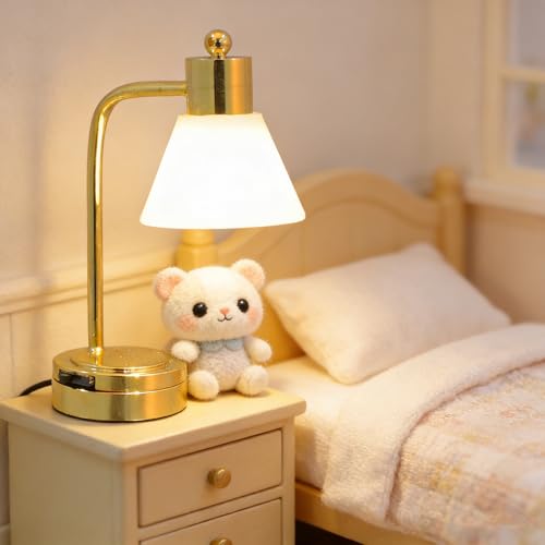 Toyvian Miniature LED Desk Light, Battery Powered Small Table Lamp Model for Micro Landscape Terrarium Night Glow Creative Desktop Home Decoration Tiny Light Fixture
