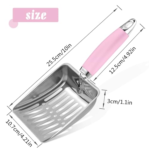 Cat Litter Scoop - Stainless Steel Metal Cat Litter Scoop-Sturdy Mesh Scooper - Mesh Shovel-Easy to Clean - Suitable for Cat Litter Box -Pink - color: Pink, size: M