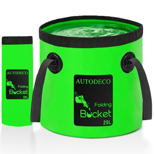 20L Collapsible Bucket 5 Gallon Water Container Folding Water Bucket with Handle Portable Wash Basin - color: Dark Green, size: 20L-1Pcs