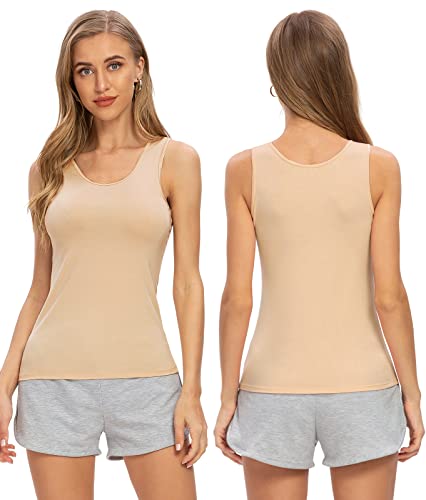 Air Curvey 4 Pack Tank Top for Women Basic Undershirt Tanks Sleeveless Casual Shirts Soft Seamless Layering Tops - color: Black White Nude White, size: X-Large