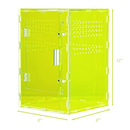 8x8x12 Light Green Acrylic Terrarium Vertical for Spider Reptile | Vertical light green acrylic terrarium 8x8x12, waterproof sealed body, secure anti-escape, suits Reptile spider small lizard - color: LightGreen