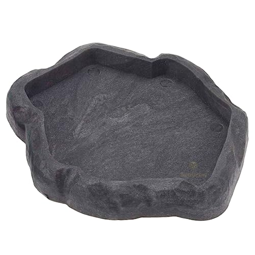 SunGrow Leopard Gecko Water Bowl, Hermit Crab Bathing Pool, 5 x 5.5 Inches, Reptile Food Bowl and Supplies, Water Dish and Climber, Charcoal Color, 1 Pc/Pack