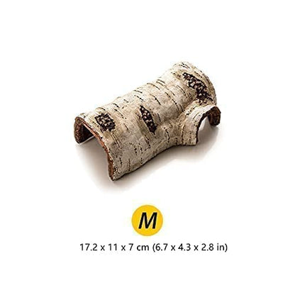 Artificial Birch Log Hide Medium Reptile Shelter Sleeping Cave 6.8 x 4.5 x 3 in Wood Shape Gecko Hideout Basking Platform Terrarium Landscaping Ornament (M) - size: M