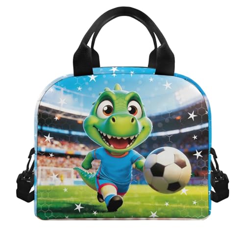 Kids Lunch Bag Dinosaur: Basketball Lunch Bag - Spacious Interior Fits Sandwich + Fruit- Ideal for Basketball Camp, School & Dinosaur Theme Day - color: Dinosaur Basketball