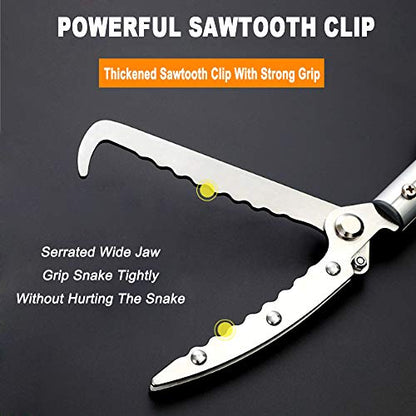 Extendable Snake Tong Reptile Grabber Rattle Snake Catcher Wide Jaw Handling Tool with Lock and Comfortable Grip(Include Snake Bag) (60 inches Extendable Snake Tong) - style: 60 inches Extendable Snake Tong