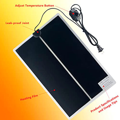Reptile Heating Mat, 2PCS Reptile Heating Pad with Temperature Adjustment for Reptiles Tortoise Snakes Lizard Gecko Hermit Crab Amphibians - Removable Terrarium Heat Mats(20W,11x16.5 inches) - size: 2PCS,20W
