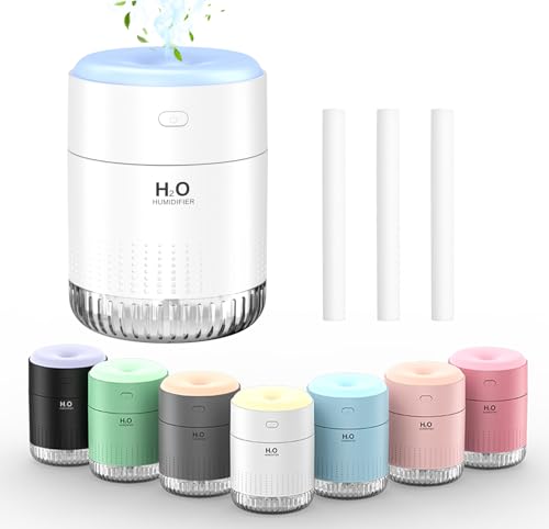 SZO Plant Humidifier Indoor, 500ml White with Colorful Lights | Small Humidifiers for Plants, Travel, Bedroom, Office Desktop, Baby Room - color: White2.0