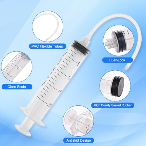 10 Pack 20ml Luer Lock Syringe - Syringes for Liquid with Soft Tube - Individually Pcakaged，Scientific Labs and Measuring, Refilling Inks - style: 20ml - 4.0mm Tube