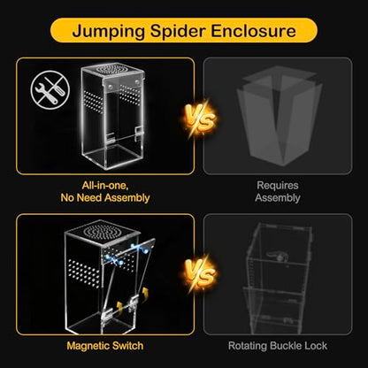 Jumping Spider Enclosure Starter Kit,Escape Proof Ocean Terrarium | Praying Mantis Terrariums,Transparent Acrylic Complete Bug Habitat,All In One Arboreal Tarantula Cribs Cage,Insect Container - color: Blue, size: Large