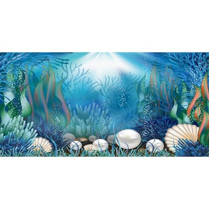 AWERT Vinyl 72x16 inches Underwater World Aquarium Background Aquatic Plants Coral Pearls Fish Tank Background Tropical Terrarium Background - size: 72x16in/180x40cm