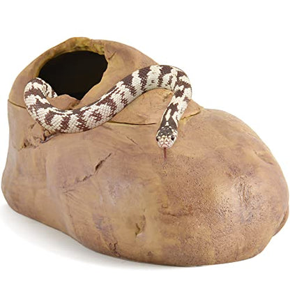Antidious Snake Hide Cave for Gecko Shedding, Natural Rock Look Hideout, Reptiles Egg-Laying Shelters, Suitable for Maize Serpent, Green Serpent,Rat Snake and Gecko, L Size - size: Large
