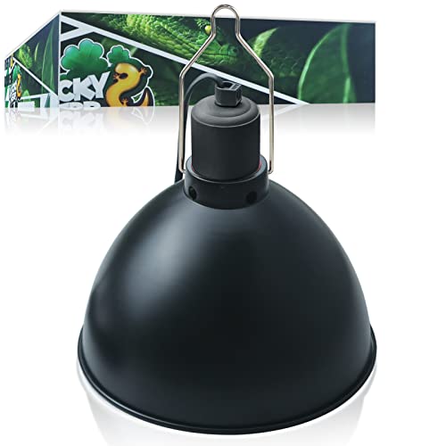 LUCKY HERP Aluminum 8.1inch Dome Reptile Light Fixture, Reptile Heat Lamp Fixture for UVB Bulb Basking Heat Bulb - color: Dome Reptile Light Fixture, size: 8.1 inch Non-Adjustable