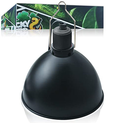 LUCKY HERP Aluminum 8.1inch Dome Reptile Light Fixture, Reptile Heat Lamp Fixture for UVB Bulb Basking Heat Bulb - color: Dome Reptile Light Fixture, size: 8.1 inch Non-Adjustable