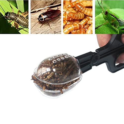 3in1 Feeding Tool Reptile Feeding Tongs Cricket Clamp Bug Scooper, Cleaning Supplies Scooper+ 2x Tweezers for Reptile, Hedgehog, Hamsters, Guinea Pig,Lizard, Spider Bearded Dragon (Black) - color: Black