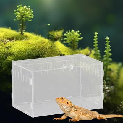 Reptile Breeding Box Acrylic Terrarium Container with Ventilation Holes for Snakes Turtles Chameleons Frogs Geckos Small Animal Habitat- 25x15x15cm