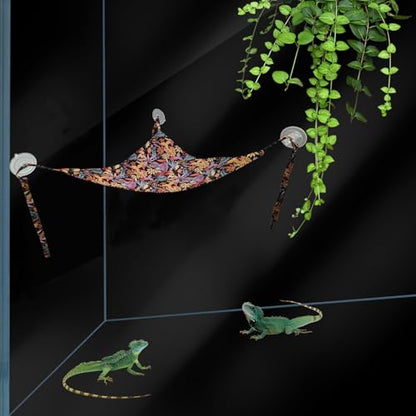 4 Pack Bearded Dragon Hammock with Suction Cup, Reptile Hammocks | Lounger Suitable for Resting or Sleeping, Fabric Reptile Hammock for Lizards, Chameleon and Gecko (Rectangle and Triangle) - color: Black and Green