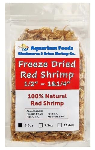 Red Shrimp, 1/2" to 1&1/4" Floating Freeze Dried Red Shrimp for All Tropical Fish, Cichlids, Catfish, Marines, Pond Fish, Turtles, Hamsters, Reptiles…3.6oz Clear Bag - size: 3.6 Ounce (Pack of 1)