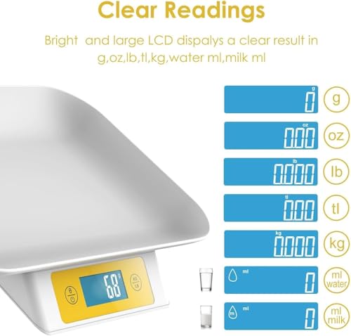 Puppy Scale for Whelping Dogs, Capacity up to 33lbs, Accuracy 1g/0.035oz, Unit g/kg/lb/oz/tl/ml, Yellow, Suitable for Kitten Puppy Rabbit Snake Cats and Small Dogs - color: Yellow
