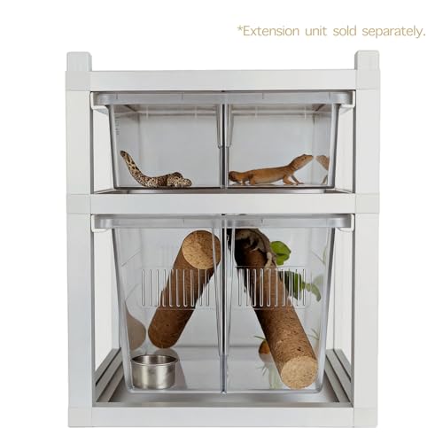 13x10x8 Stackable Reptile Rack, 6-Level, Removable Divider, Ventilated | 13x10x8 stackable reptile rack base, removable divider, ventilated lid, modular gecko breeding expandable 6 levels - size: 13x10x8-base