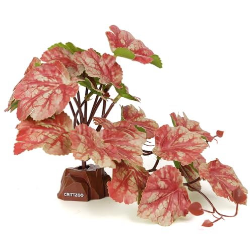 Reptile Fake Plants Terrarium Decor fit Snake Gecko Ball Python - color: Fake Heuchera Micrantha Pink