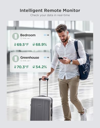 GoveeLife 2.0 WiFi Hygrometer Thermometer with Gateway, Mini Sensor 6-Pack | Temperature and humidity monitor with APP alert, 2yr data & battery, indoor for wine cellar/bedroom/basement, 2.4G Wi-Fi only - style: BT Gateway + 6 Sensor
