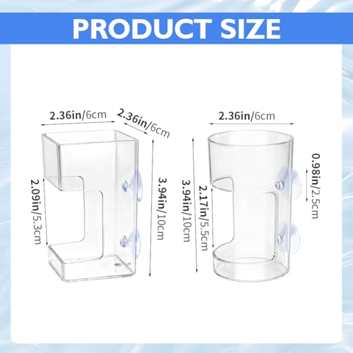 2pcs Fish Tank Feeding Tray w/Suction Cup - Aquarium Fish Feeding Tube | Acrylic Fish Food Holder Automatic Fishing Feeder Aquarium Tank Divider Supplies Breeder Box for Aquarium