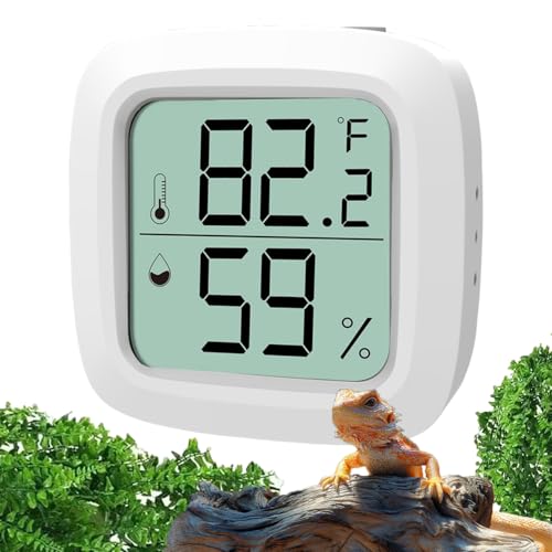 Reptile Thermometer and Hygrometer – Fast Accurate LCD Digital Temp & Humidity Meter for Bearded Dragon Tank Accessories, Lizard, Snake, Turtle, Amphibians, Small Animal Habitat - size: White