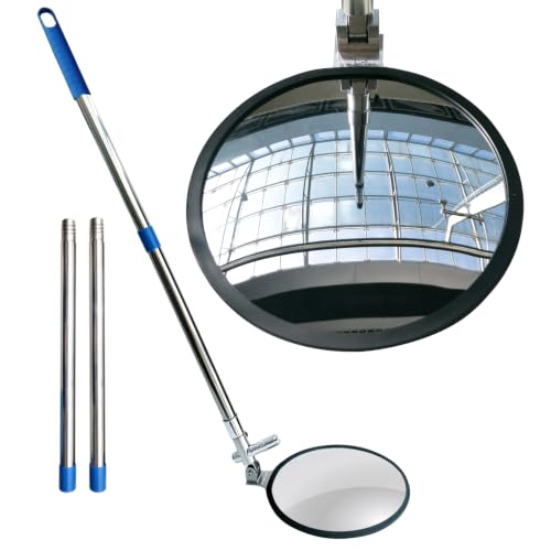 Portable Hand-Held Vehicle Search Mirror – Telescopic Inspection Mirror for Security Check Under Cars, Truck, Equipment, Over Shelves and Corners - size: 9 inch Covex