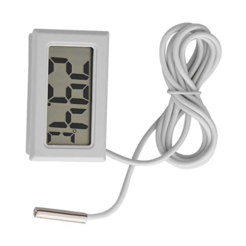 Digital Thermometer, Mini LED Display, High Accuracy Probe for Aquarium, Reptile Incubator, Greenhouse, Long Sensor Remote Monitoring, Battery Operated