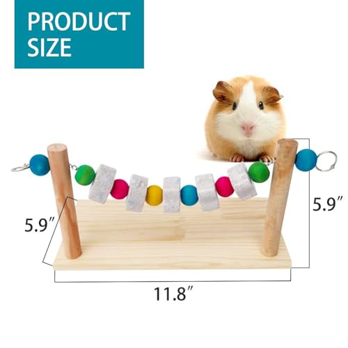 Hamster Wood Ledge Platform with Lava Stone Chew Block, Cage Rest Shelf Climbing Toy for Dwarf Hamsters, Sugar Gliders, Parakeets | Wooden Climb Rest Shelf,Teeth Grinding Toys for Rat Sugar Gliders,Nail Trimming Bird Perch Stand - style: Style A