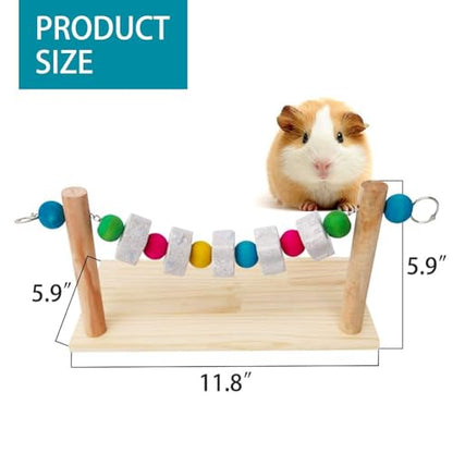 Hamster Wood Ledge Platform with Lava Stone Chew Block, Cage Rest Shelf Climbing Toy for Dwarf Hamsters, Sugar Gliders, Parakeets | Wooden Climb Rest Shelf,Teeth Grinding Toys for Rat Sugar Gliders,Nail Trimming Bird Perch Stand - style: Style A