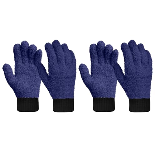 MIG4U 2 Pairs Microfiber Gloves - Dusting Gloves for House Cleaning - Washable Blind Cleaner Duster Tool (Navy,S/M) - color: Navy 2 Pairs, size: Small-Medium