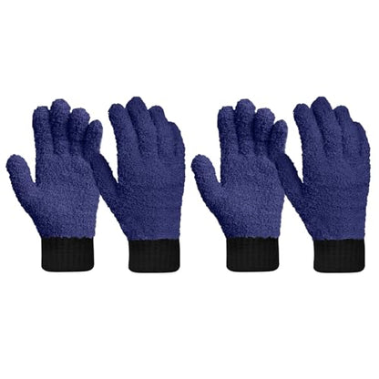 MIG4U 2 Pairs Microfiber Gloves - Dusting Gloves for House Cleaning - Washable Blind Cleaner Duster Tool (Navy,S/M) - color: Navy 2 Pairs, size: Small-Medium