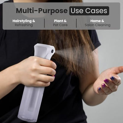VIGOR PATH Continuous Mist Clear Spray Bottle 200ml Fine Mist for Hair | Ultra Fine Atomizer Leak Proof Ergonomic Construction 360 Refillable - size: 6.7 Ounces