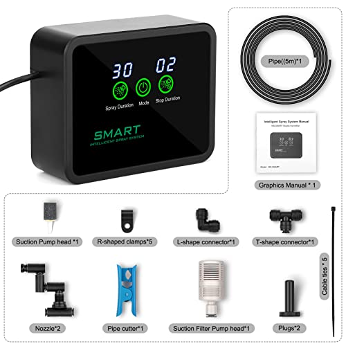 HassoKon Reptile Humidifier, Fogger Misting System, Automatic Mister Smart Timer, Touch Screen Humidity Controller for Reptile Terrariums, White, Plastic, 2.5L, 24H, Corded Electric