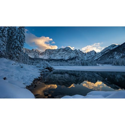 Winter Snow Mountain Aquarium Background Snow Covered Winter Pine Trees Fish Tank Background Tranquil Lake Snowy Frosty Valley Landscape Terrarium Backgrounds Wintry View Tank Backgrounds 24x12in - color: Dark Blue_White, size: 24(W)x12(H)inches/ 60(W)*30