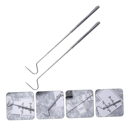 Beaupretty 2pcs Stainless Steel Telescopic Snake Catching Hooks Portable Reptile Grabber Tools with Smooth Safe Hook Design for Easy Handling and Secure Capture
